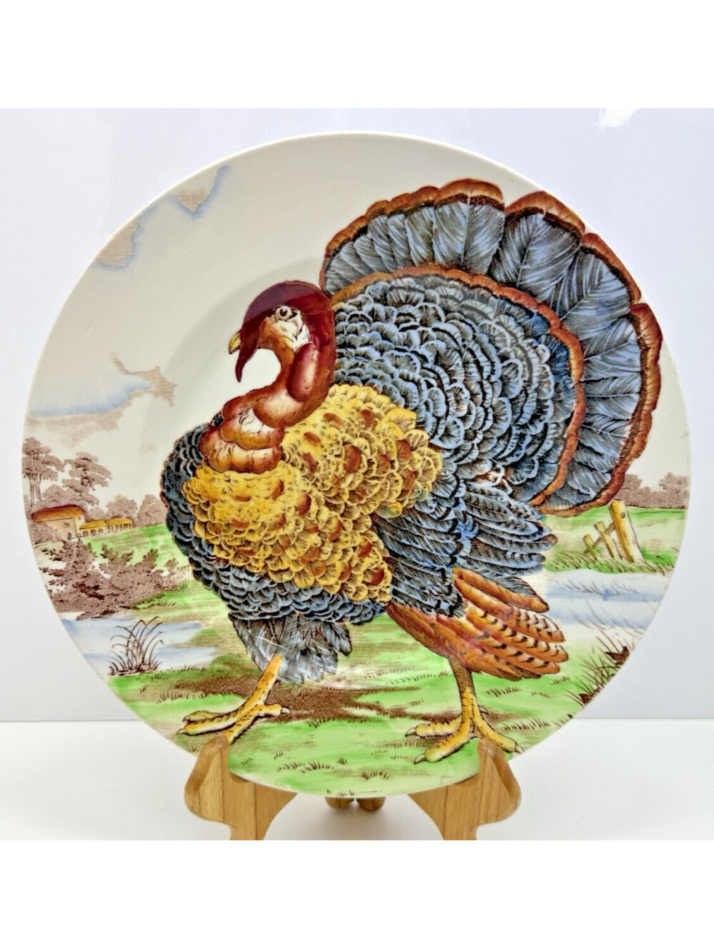 Vtg W.R. Midwinter Wild Turkey Plate 10" Thanksgiving Burslem England Single